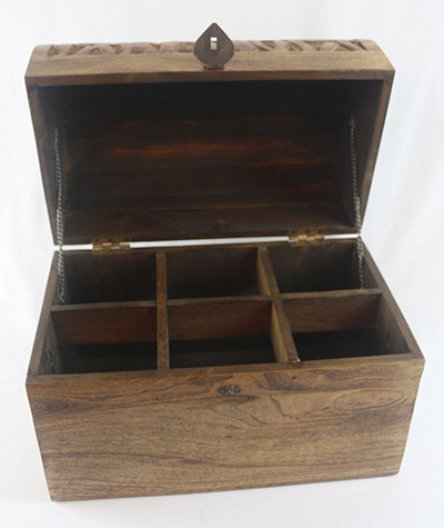 Mango Wood Elephant Design Wine Box (Holds Six)